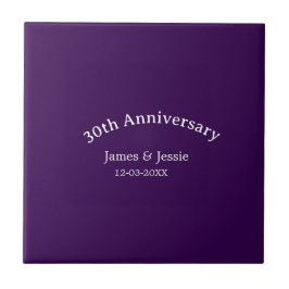 30th wedding anniversary name date purple simple fliese