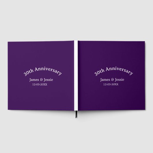 30th wedding anniversary name date purple simple  gästebuch (Voll)