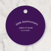 30th wedding anniversary name date purple simple geschenkanhänger (Rückseite)