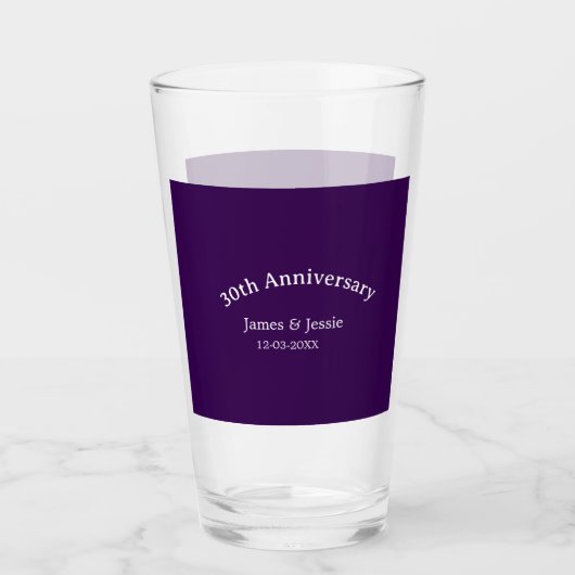 30th wedding anniversary name date purple simple glas (Vorderseite)