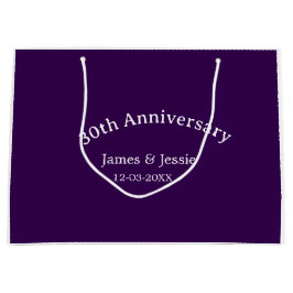 30th wedding anniversary name date purple simple große geschenktüte