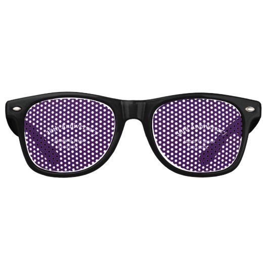 30th wedding anniversary name date purple simple  partybrille (Vorderseite)