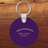 30th wedding anniversary name date purple simple schlüsselanhänger (Vorderseite)