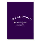 30th wedding anniversary name date purple simple tischnummer (Rückseite)