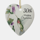 30th Wedding Anniversary Pretty Bird Flowers Heart Keramik Ornament (Rechts)