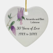 30th Wedding Anniversary Pretty Bird Flowers Heart Keramik Ornament (Hinten)