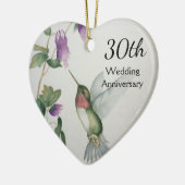 30th Wedding Anniversary Pretty Bird Flowers Heart Keramik Ornament (Links)