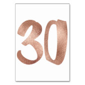 30Tischnummern Weißes Metallisches Rosa Gold Tischnummer (Vorderseite)