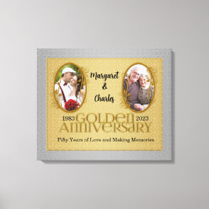 30x24 50. Goldene Hochzeit Foto-Collage Leinwanddruck
