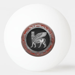 [310] Assyrian Winged Bull - Silver Lamassu Tischtennisball