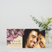 311-Aloha Hibiskus Vintag Damask | Save The Date (Stehend Vorderseite)