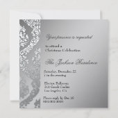 311 Alonnah Damask Moss Metallic Silver Einladung (Rückseite)