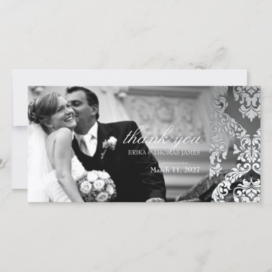 311 Alonnah Damask Silver Dankeskarte (Vorderseite)