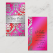 311 Alonnah Damast-Kirschkuchen-Rosa u. Rot Visitenkarte (Vorne/Hinten)