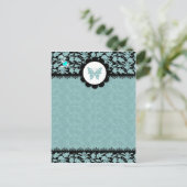 311-AQUAMARINER SCHALTFLY-DAMASK POSTKARTE (Stehend Vorderseite)