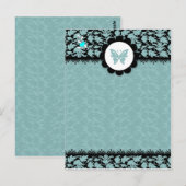 311-AQUAMARINER SCHALTFLY-DAMASK POSTKARTE (Vorne/Hinten)