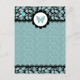 311-AQUAMARINER SCHALTFLY-DAMASK POSTKARTE
