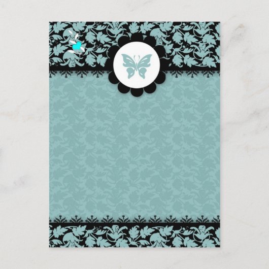 311-AQUAMARINER SCHALTFLY-DAMASK POSTKARTE (Vorderseite)