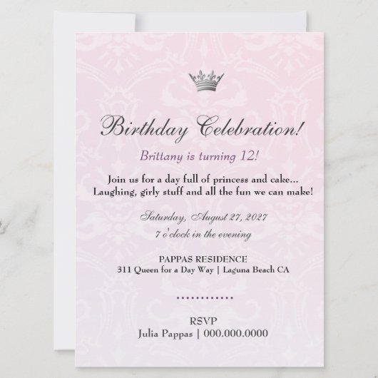 311 Babypink und Lilac Einladung (Rückseite)