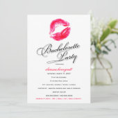 311-Bachelorette Party - Süßigkeits-Rot-Küsse Einladung (Stehend Vorderseite)