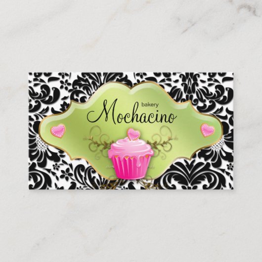 311 Bakery Business Card Cupcake Gold Wirbel Limon Visitenkarte (Vorderseite)