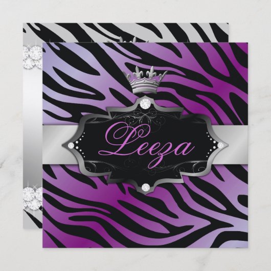 311-Barock Prinzessin Premium Metallic Einladung (Vorne/Hinten)