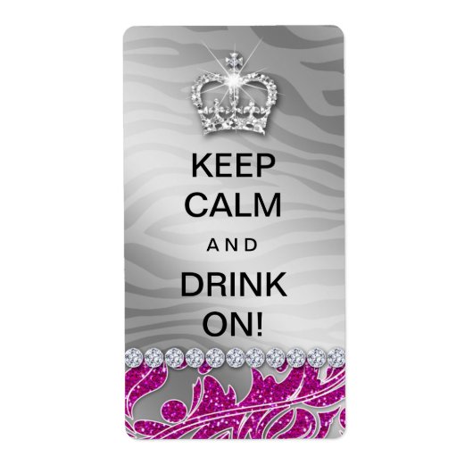 311 Behalt Calm Funny Wine Label Diva Pink Glitzer (Vorne)