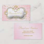 311 Bejeweled Kuchen-rosa Golddamast Visitenkarte (Vorne/Hinten)