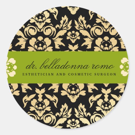 311 Belladonna Damaske Limon Runder Aufkleber (Vorderseite)