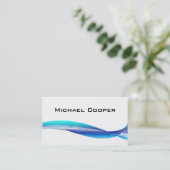 311 Beruflich Wave Business Card Blau Weiß Visitenkarte (Stehend Vorderseite)