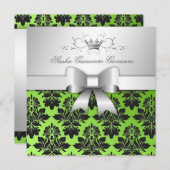 311-BlackBerry Damask Bow Limon Sweet 16 Einladung (Vorne/Hinten)