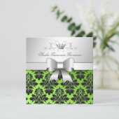 311-BlackBerry Damask Bow Limon Sweet 16 Einladung (Stehend Vorderseite)