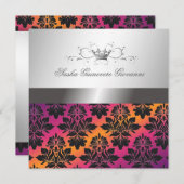 311-BlackBerry Damask Ribbon Sunset VIP Einladung (Vorne/Hinten)