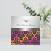 311-BlackBerry Damask Ribbon Sunset VIP Einladung (Stehend Vorderseite)