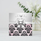 311-BlackBerry Wertvoll rosa Damask | Babydusche Einladung (Stehend Vorderseite)