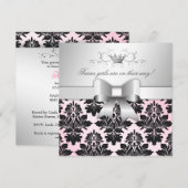 311-Blackberry wertvolle rosa Baby-Dusche des Einladung (Vorne/Hinten)