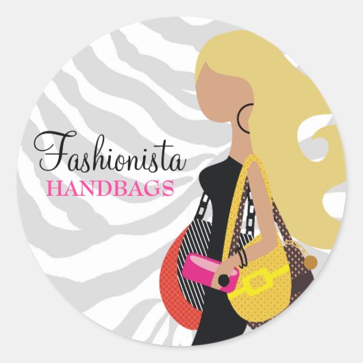311 Blonde Fashionista Purses Zebra Runder Aufkleber (Vorderseite)