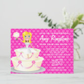 311 blonde rosa Herzen Fräulein-Wright 2 Einladung (Stehend Vorderseite)