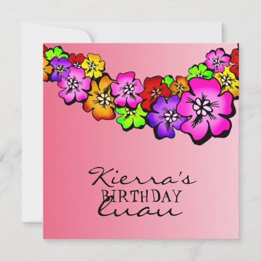 311-Blume-Dusche Lei Einladung| Passionsrosa Einladung (Vorderseite)