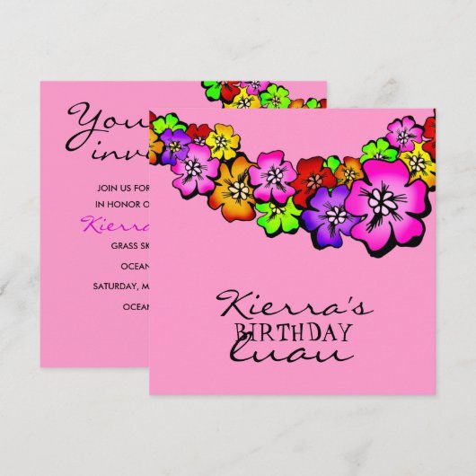 311 Blume Dusche Lei Einladung Rosa (Vorne/Hinten)