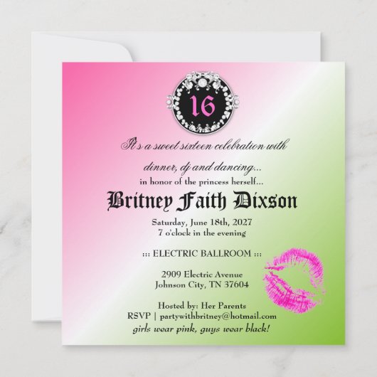 311 Bodacious Leopard Damask Einladung Lollipop (Rückseite)