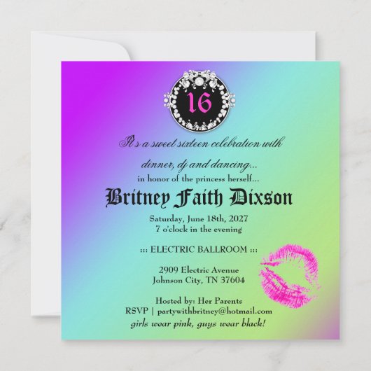 311 Bodacious Zebra Amethyst Rainbow Einladung (Rückseite)