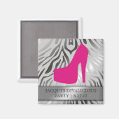 311-Bombshell-Silhouette Zebra Hot Pink Heel Magnet (Vorderseite/Rückseite)