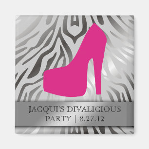 311-Bombshell-Silhouette Zebra Hot Pink Heel Magnet