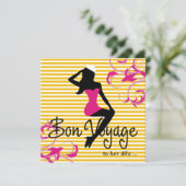 311 Bon Voyage Silhouette Nautical Theme Pink Einladung (Stehend Vorderseite)