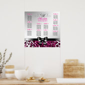 311 Bowlicious Hot Pink Leopard Seating Chart Poster (Küche)