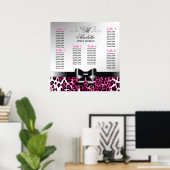311 Bowlicious Hot Pink Leopard Seating Chart Poster (Heimbüro)