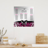 311 Bowlicious Hot Pink Leopard Seating Chart Poster (Küche)