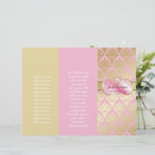 311 Broschüre "Pink Platter Gold Damask" (Stehend Vorderseite)