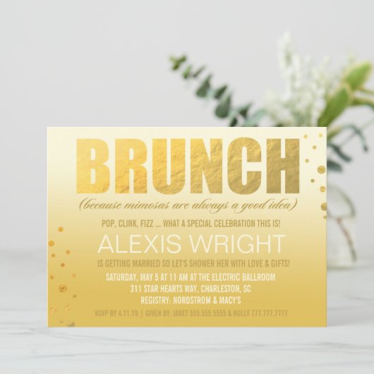 311 Brunch Weil Mimosa Orange Ombre Einladung (Stehend Vorderseite)